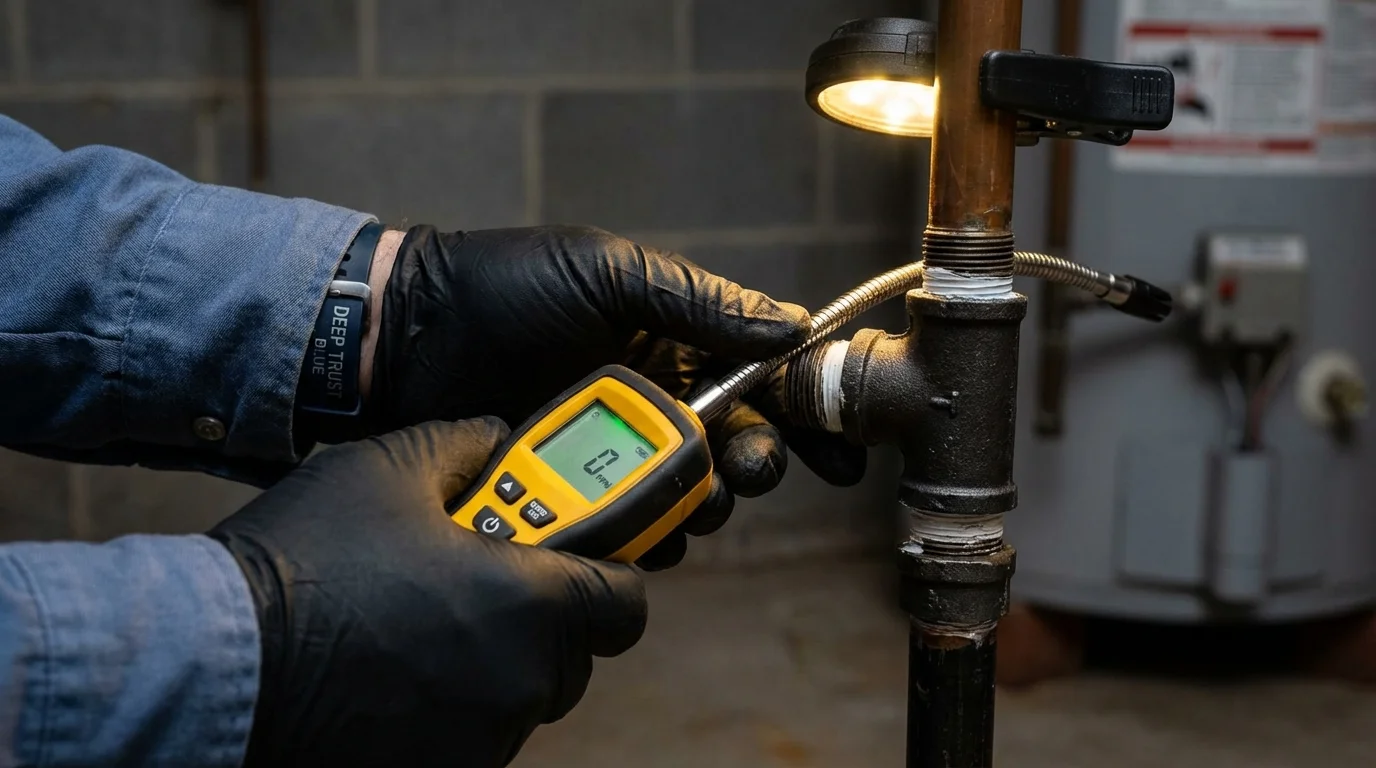 Gas leak detection with electronic sniffer by Johns Plumbing LLC in Dover
